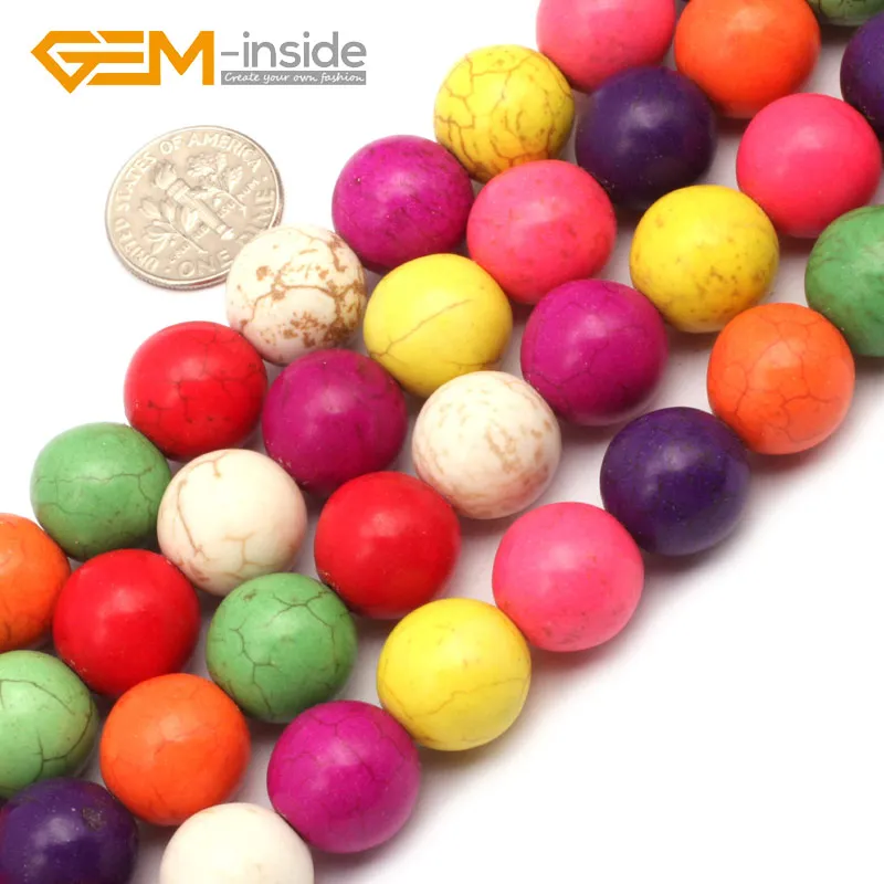 

4mm-14mm Round Dyed Multi-Color Howlite Prayer Beads For Jewelry Making DIY Strand 15 Inches Gem-inside