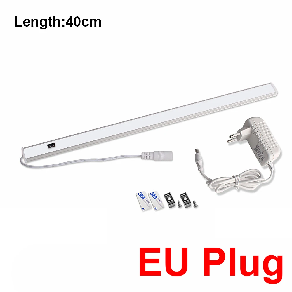 1x40cm-EU Plug 12 В сенсорный светодиодный светильник для кухонного шкафа, лампа с датчиком движения для рук, барный светильник, шкаф для спальни, шкаф, светильник, s светодиодный светильник, лампада - Color: 1x40cm-EU Plug