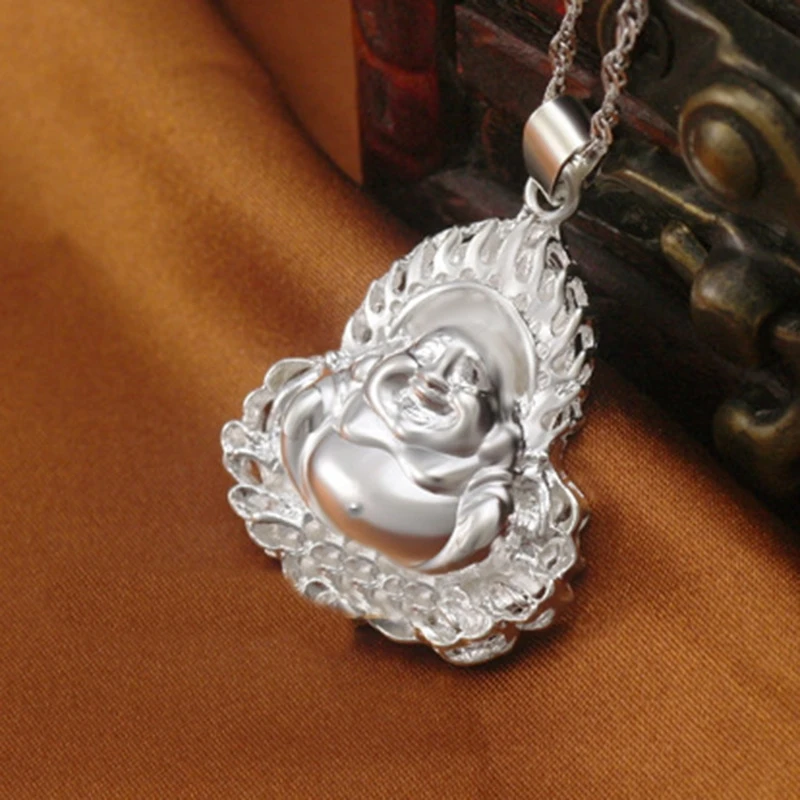 OMHXFC Wholesale European Fashion Woman Unisex Party Birthday Wedding Gift Laugh Buddha 925 Sterling Silver Charm Pendant PN267 | Украшения