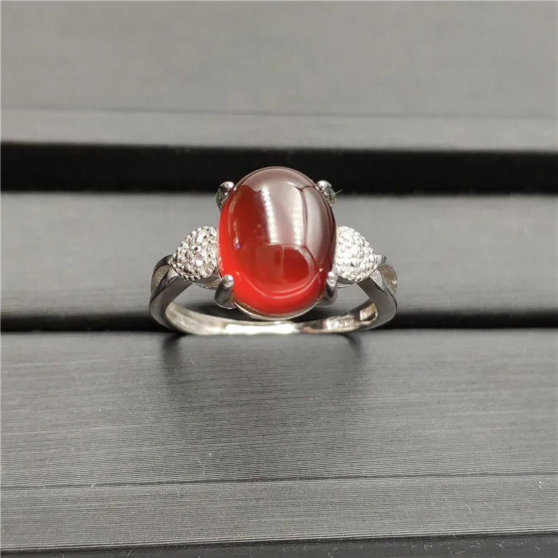 Natural Garnet Ring Women Men Anniversary Love Gift Orange Red 13x10mm Crystal 925 Sterling Silver Adjustable Jewelry AAAAA | Украшения и