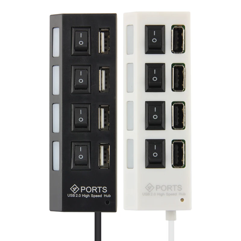 USB 2.0 HUB 4 порта разветвитель Высокая Скорость 480 Мбит/с светодиодный с