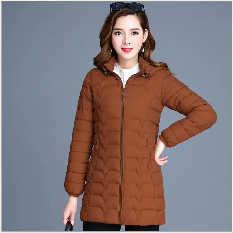 caramel colour Зимние пальто для женщин, новая мода, тонкая верхняя одежда с капюшоном большого размера, Студенческая Женская парка, теплая хлопковая куртка, casacos de inverno G120 - Цвет: caramel colour