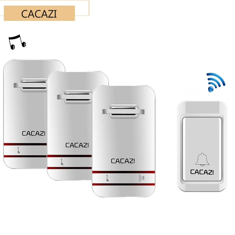 Беспроводной дверной звонок CACAZI без батареи светодиодный светильник