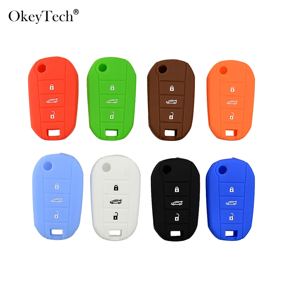 OkeyTech 3 кнопки силиконовый чехол для дистанционного ключа от машины крышка Peugeot 307
