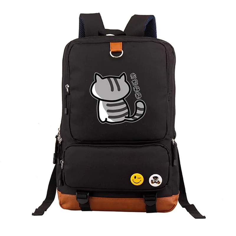 Новый высококачественный рюкзак Neko Atsume Kawaii Cat Emoji из холста с принтом Mochila Feminina