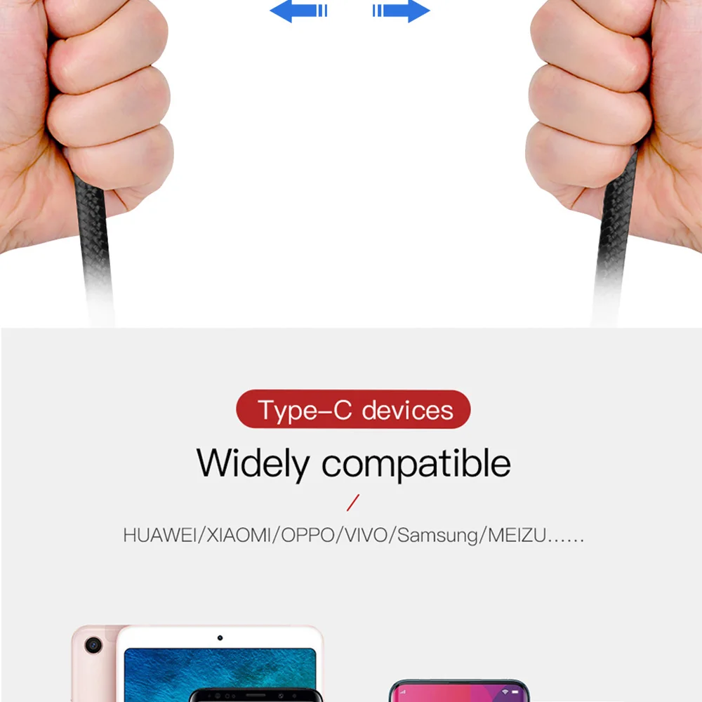 CBAOOO 3A Быстрая зарядка Тип usb C кабель зарядка нейлоновая оплетка кабеля для передачи данных 1 м/2 м/3 м мобильный телефон кабели для Samsung huawei Xiaomi LG Android