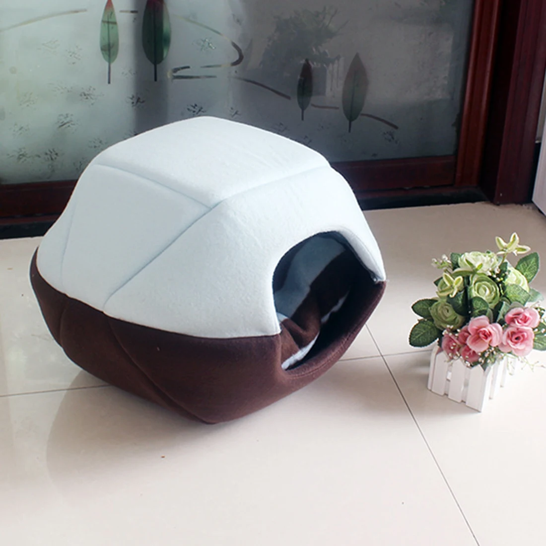 Sky blue Мягкий коврик для питомца, зимнее теплое гнездо для питомца, кошки, маленькой собаки, щенка, питомника, кровать, диван, спальный мешок, домик для щенка, пещерная кровать, 2 использования, кровати для домашних животных - Цвет: Sky blue