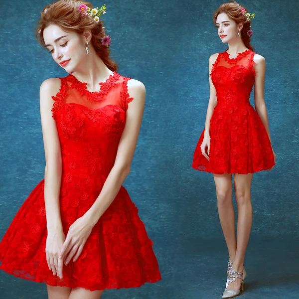 

s 2019 new arrival stock maternity plus size bridal gown evening dress lace short v neck sexy lace Red 2411