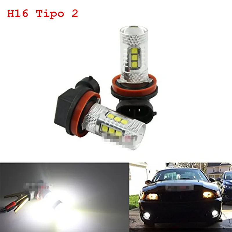 Lampada H16 tipo 2 80W 16 Led Smd Cree chip Branco Farol Neblina 12V 24V emade Branca для Toyota Corolla e Япония|farol neblina|lampada