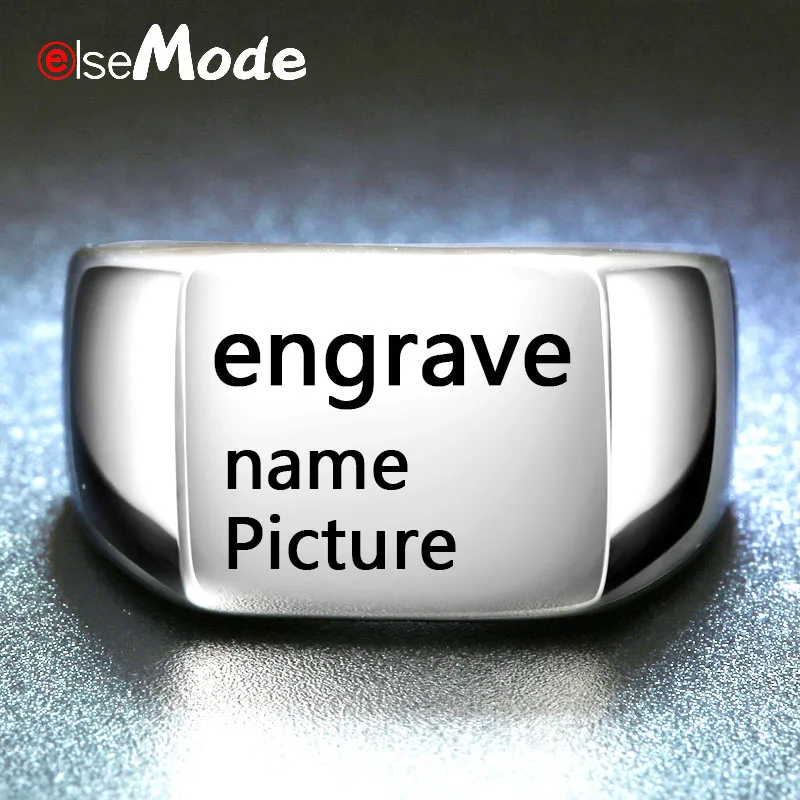 engrave ELSEMODE Титан 7-14 размер Персонализированная индивидуальная гравировка Семейные фото для влюбленных мужчин обручальные кольца для женщин ювелирные изделия - Цвет основного камня: engrave