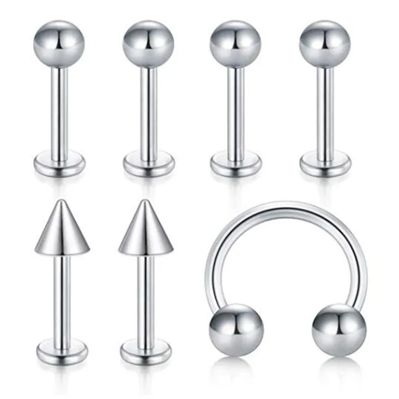 Хряща Tragus Earrings-16G 20 г из нержавеющей стали губная серьга с внутренней резьбой Монро Медуза Кольцо для губ Rook серьги-улитки шпильки