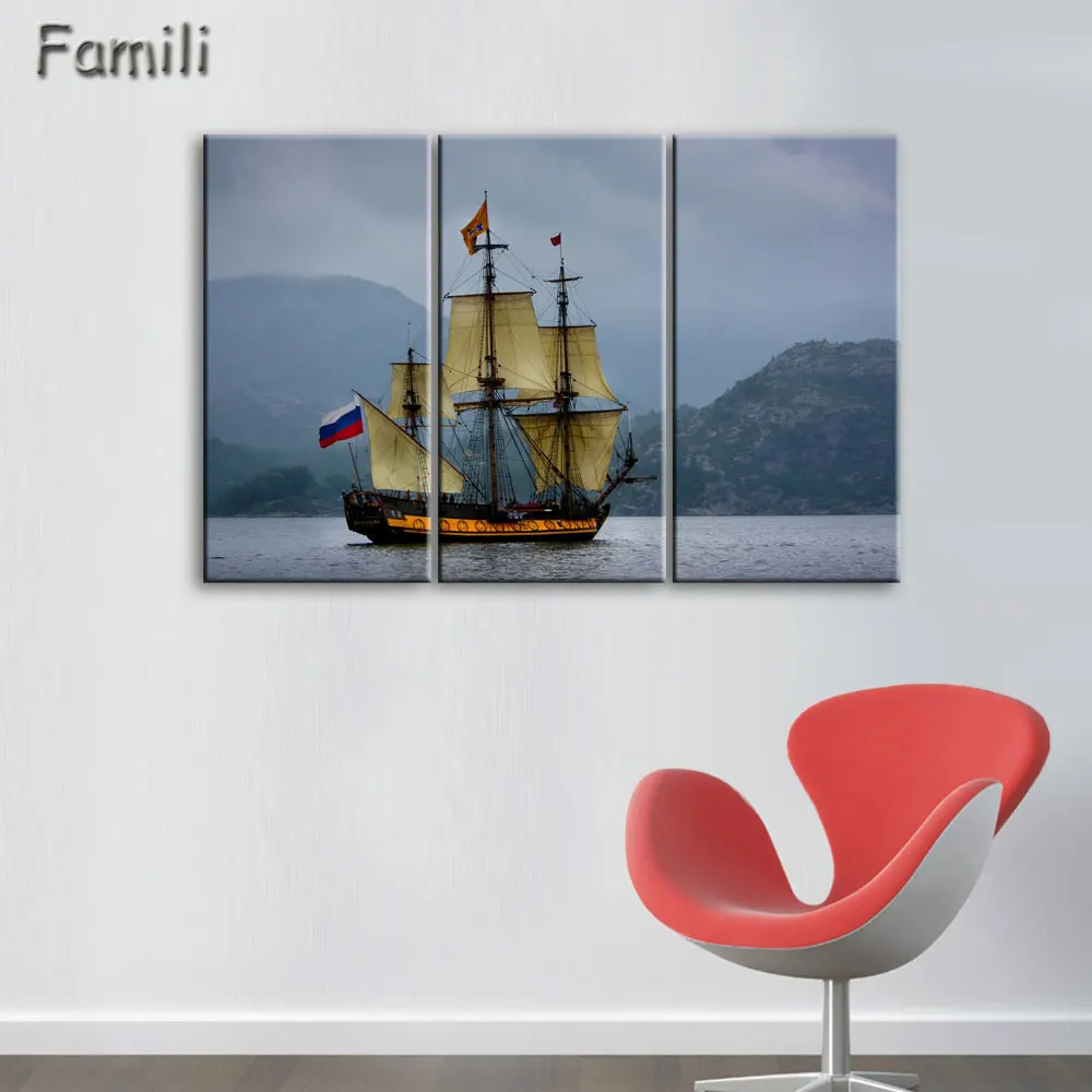 3 шт./компл. парусник холст картины для гостиной стены Современные украшения