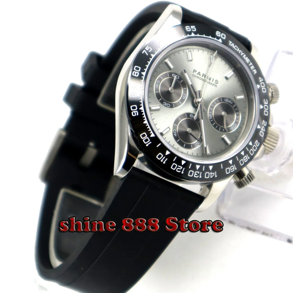 Мужские кварцевые часы с хронографом и сапфировым стеклом 39 мм|Кварцевые мужские