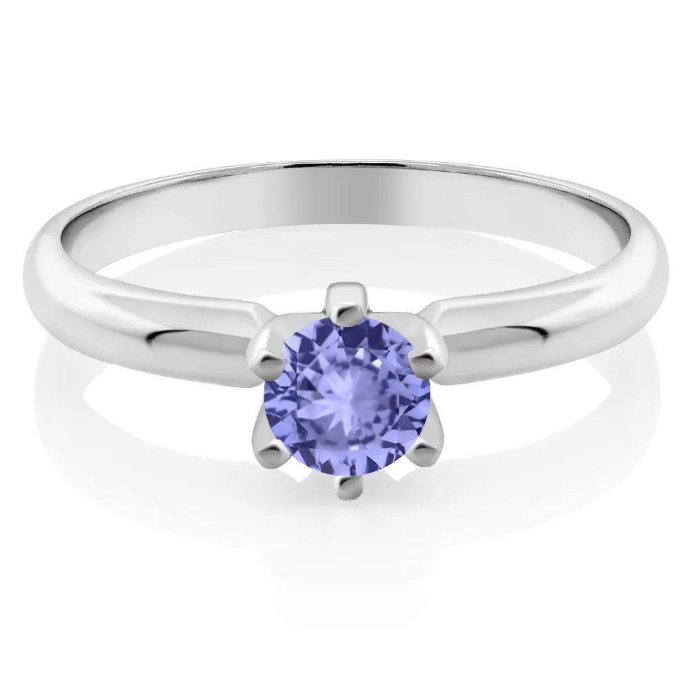 GemStoneKing 0 46 Ct Круглый вырез натуральный голубой танзанит Свадебные обручальные