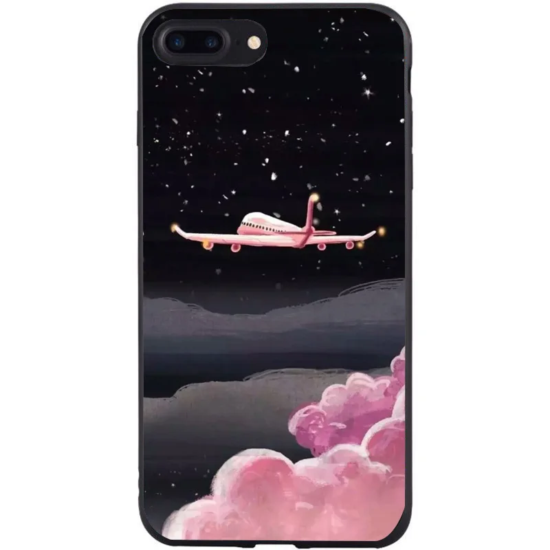 Силиконовый чехол для iPhone 7 Plus 3D розовый самолет Мягкий ТПУ 6 S 8 X 5 5S SE письмо