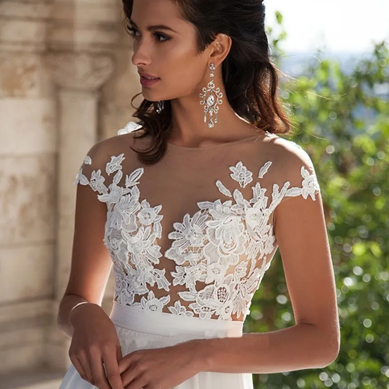 Пляж Boho Свадебные Платья Шифон Аппликации Страна Невесты Платье 2017 Vestido Де Noiva |