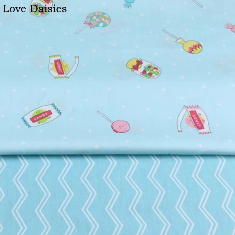 Саржевая ткань из 100% хлопка розовая синяя мультяшная конфета леденец сосна