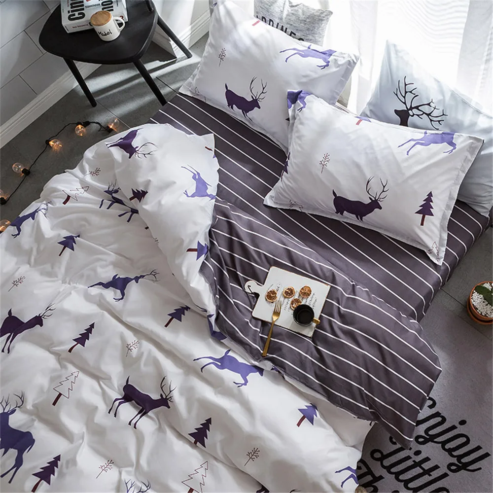 2018 Design Blue white Giraffe Animals Bedding Set Polyester