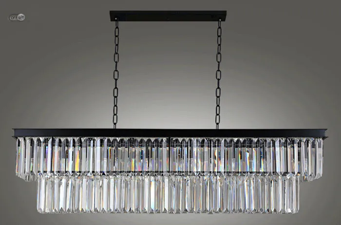 

New Large E14 LED Crystal Luxury Rectangular Pendant Light Modern Creative Iron Lamps for Dining Room Foyer Free Shipping