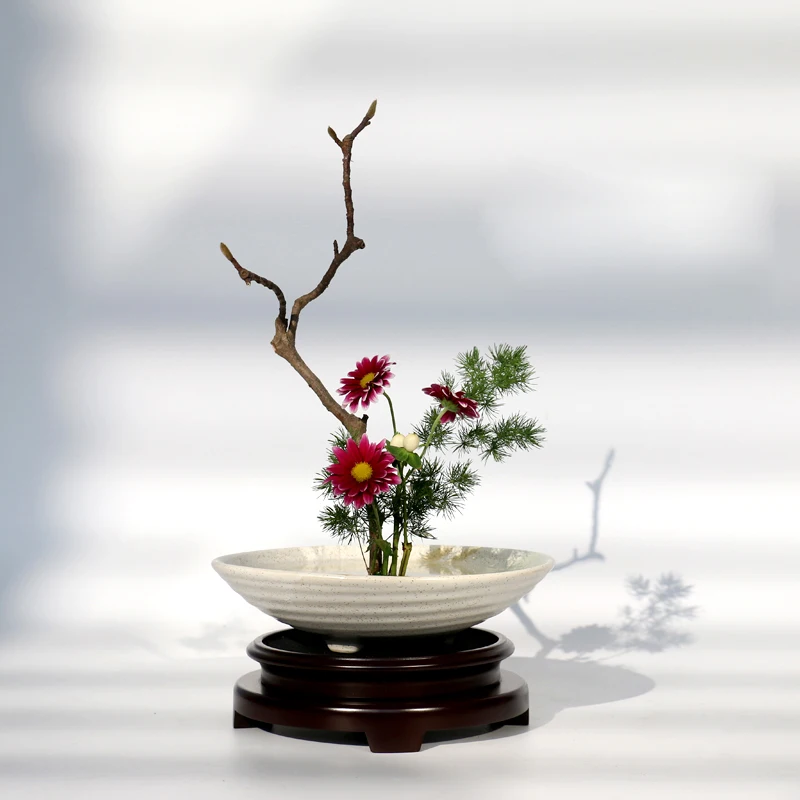 Японская миска Ikebana со спиральным узором трехногая контейнер для цветочных