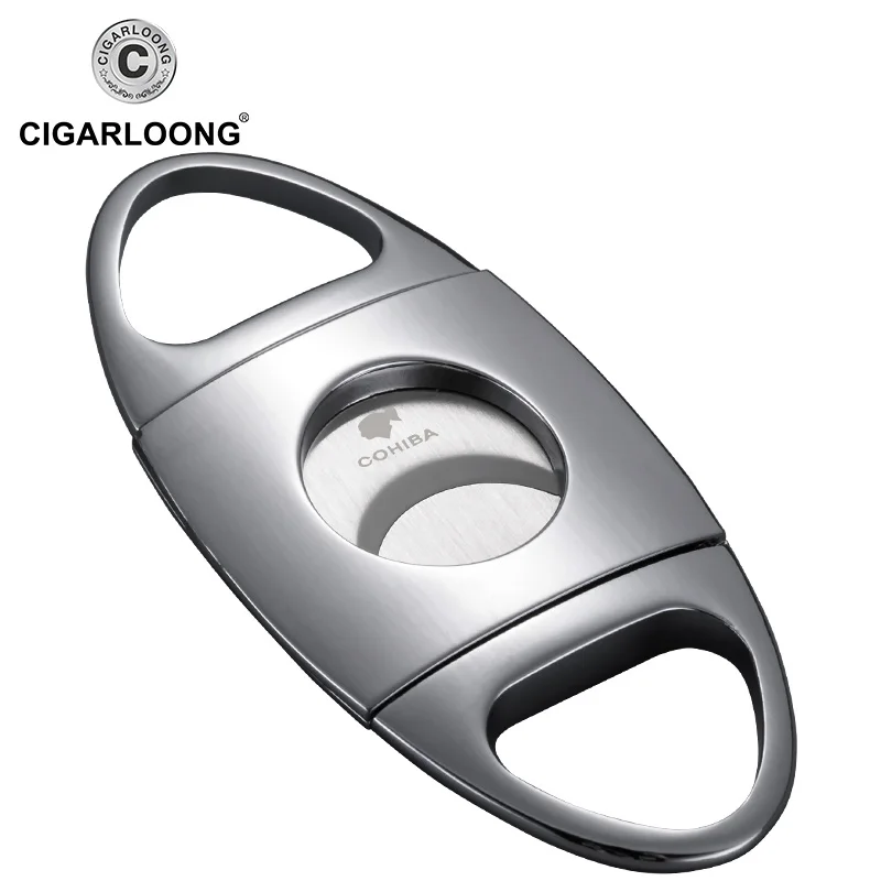 

COHIBA Cigar Cutter V Cut Metal Stainless Steel Cigar Scissors Sharp Portable Cigar Cutter Double Edge With Gift Box CC-114