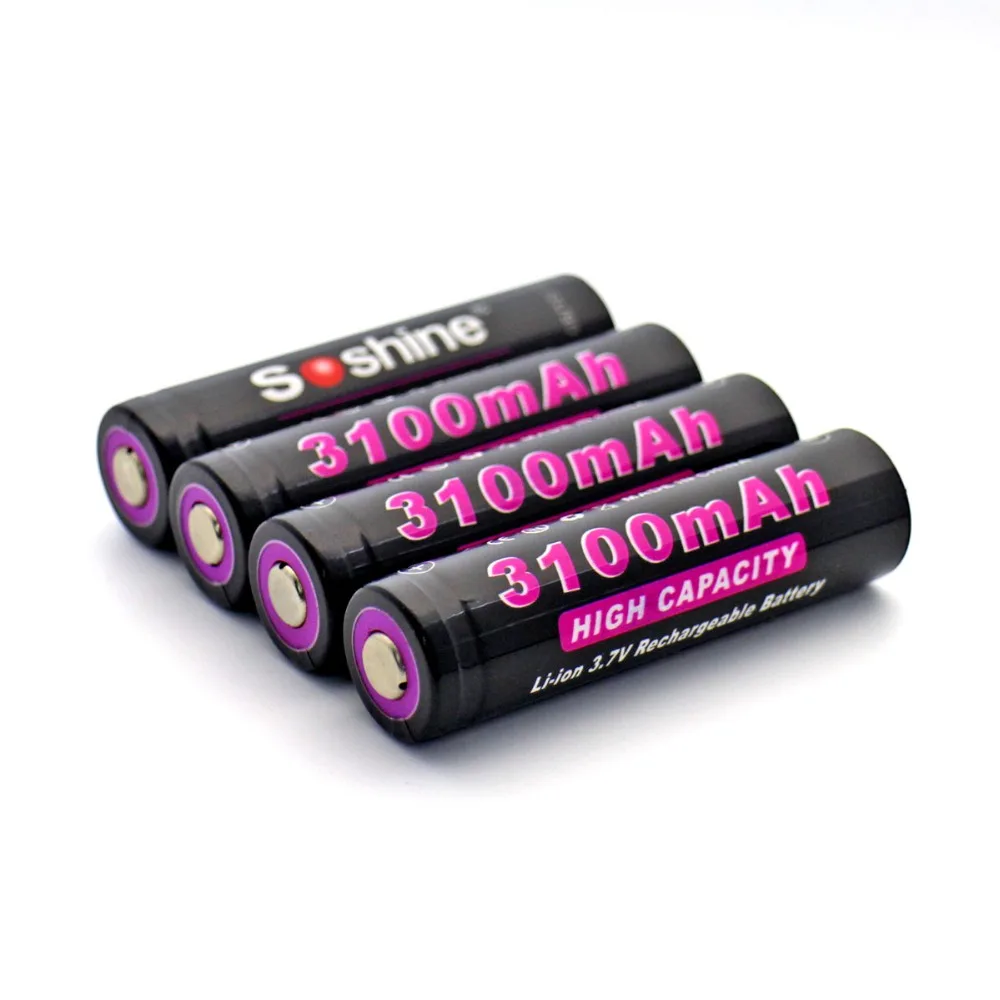 2 шт./лот Soshine Высокое качество 18650 3 7 V 3100mAh литий ионная аккумуляторная батарея с
