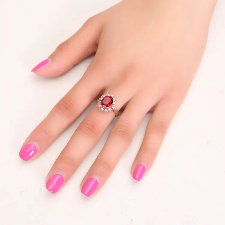 Высококачественное кольцо цвета розового золота с синим красным зеленым