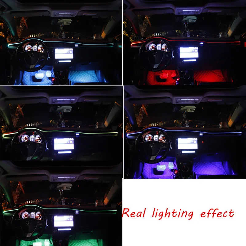 Новая звуковая активная EL неоновая подсветка для салона автомобиля RGB