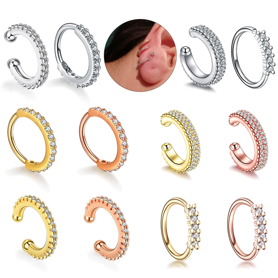 

1PC Septum Rings Pierced Ear Piercings Septo Faked Piercings Nose Ear Cartilage Tragus Helix Piercing Clicker Rings Body Jewelry