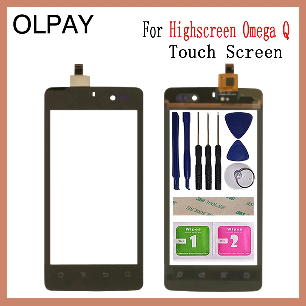 

4.5'' Mobile TouchScreen For Highscreen Omega Q Touch Screen Digitizer Front Glass Lens Sensor Repair Free Adhesive+Wipes