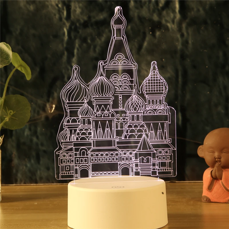 Светодиодный ночник темпловый замок дворец 3d лампа 7 видов цветов ночные лампы