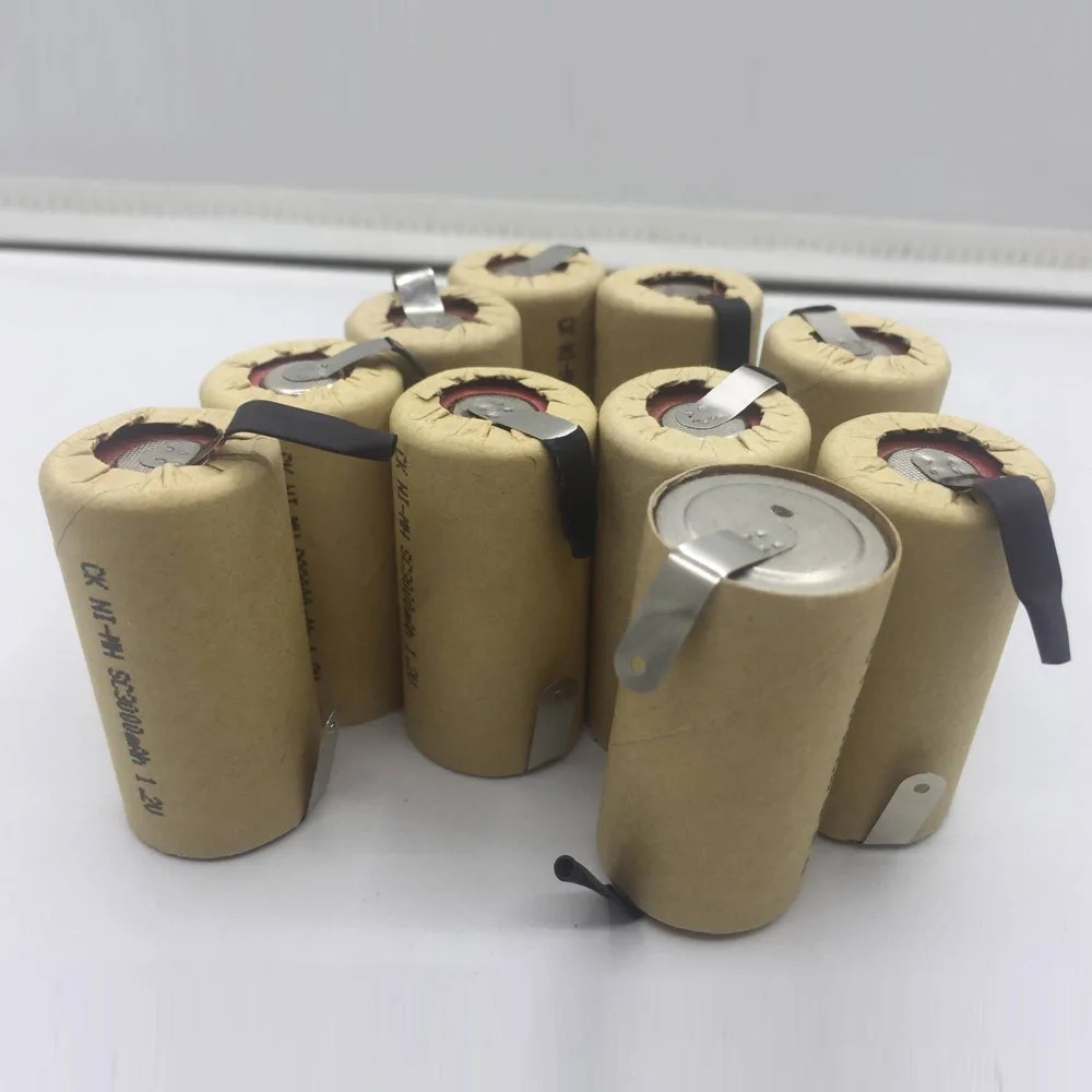 

SORVESS 10PCS 1.2V Ni Mh SC3000mAh Battery Rechargeable Batteries With Welding Tabs Points For Charging Drill Hand Drill
