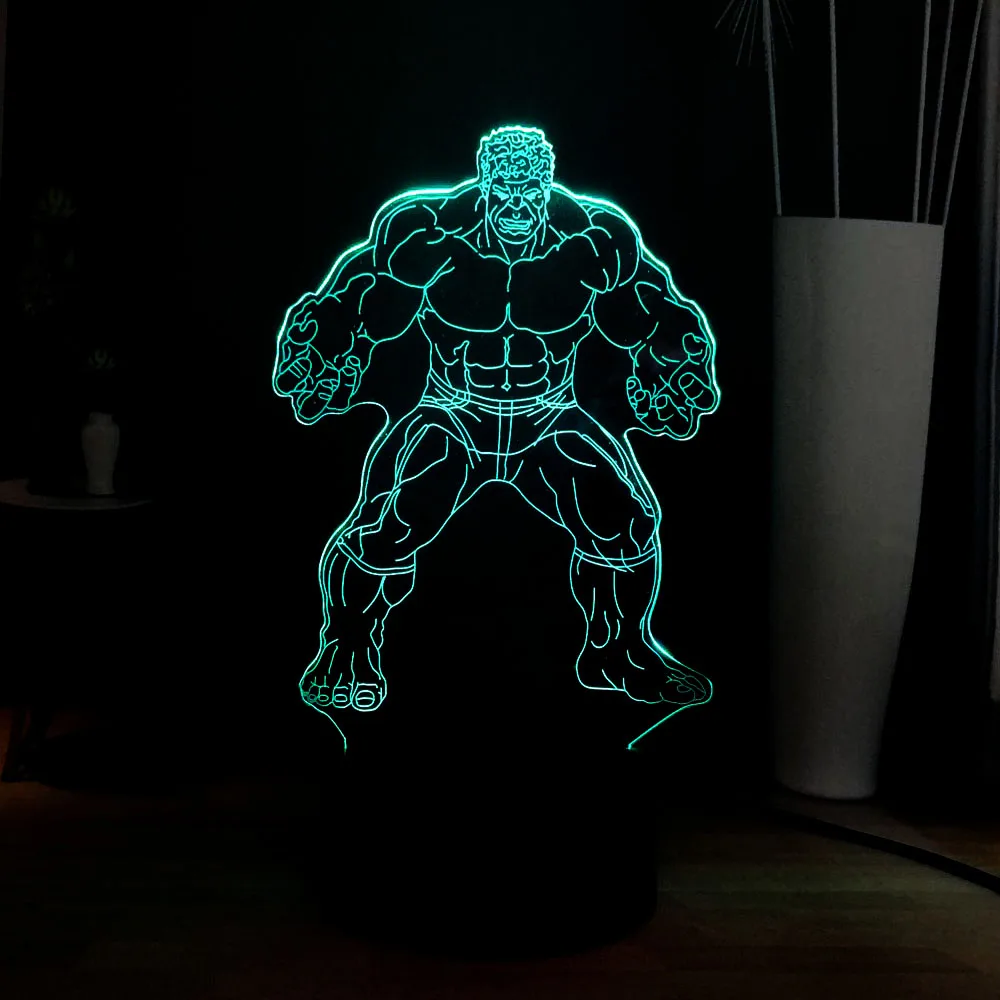 Фильм Marvel серии 3D супергерой Халк акрил 7 цветов Изменение USB дистанционного светодиодный ночник RGB лампа дети праздничные игрушки подарок Прямая