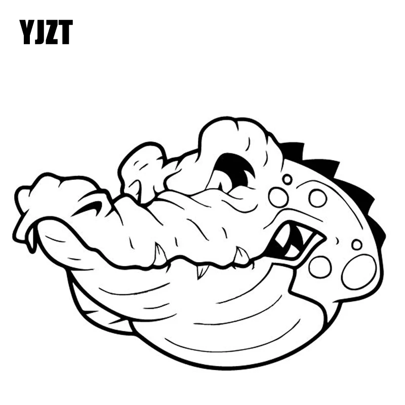 

YJZT 16.9CM*11.5CM Ferocious Crocodile Head Decor Car Door Car Stickers Accessories Vinyl Decal Black/Silver C4-1478
