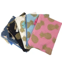 kandra tassel fabric cosmetic bag pineapple designer canvas makeup bag gold stamping travel organiser zipper pouch cute zip bag