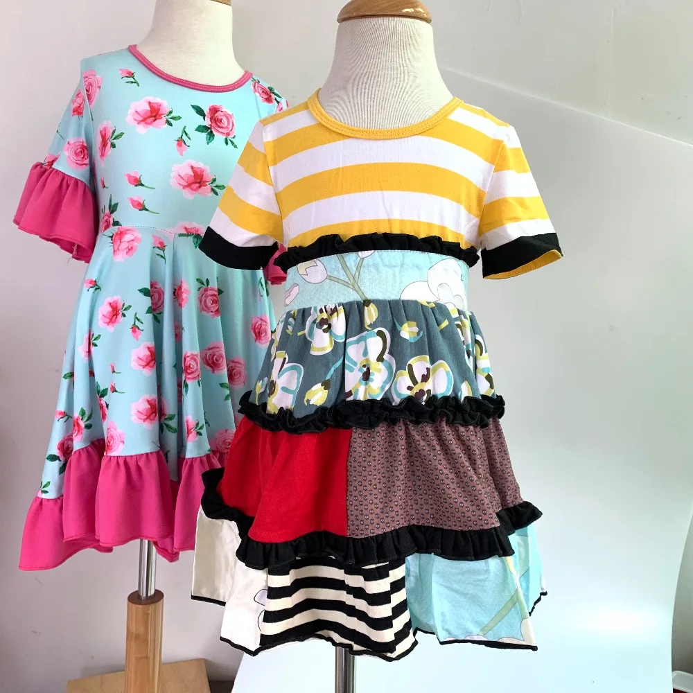 Хлопковое платье для маленьких девочек Летнее цветочное с оборками младенцев и