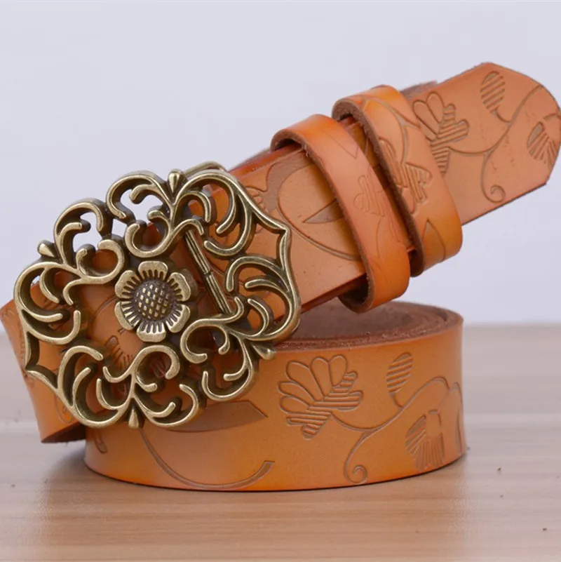 Ремень из натуральной воловьей кожи Женский модный элегантный винтажный пояс с