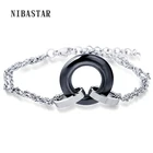 Белый черный керамический браслет из нержавеющей стали, уникальный дизайн, изящный браслет ручной работы для женщин