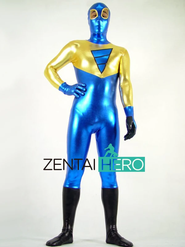 Бесплатная доставка DHL сексуальный костюм синего и золотого цвета блестящий