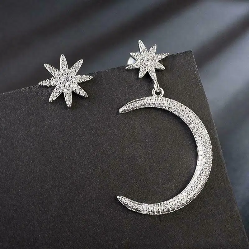 Earrings Jewelry Dangle Moon C Star Diamante Crystal Drop Rhinestone Ear | Украшения и аксессуары