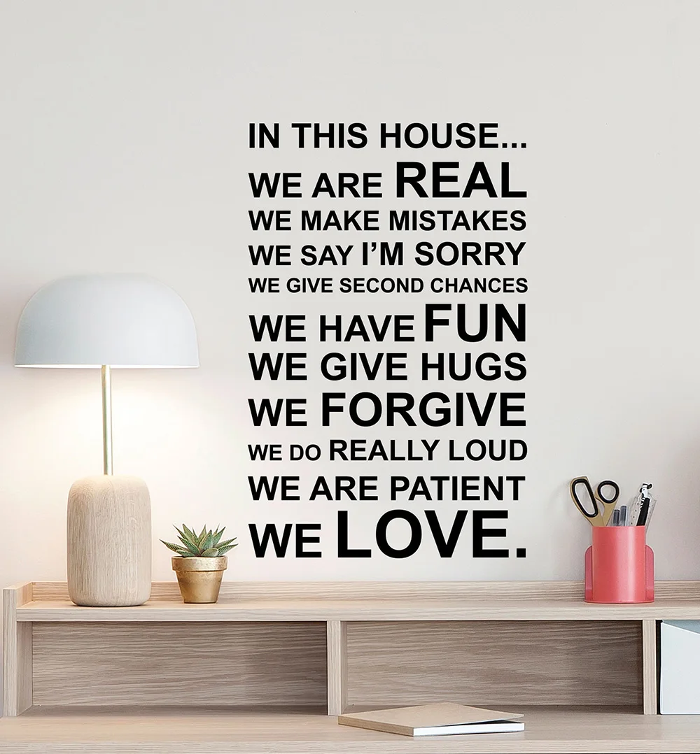 

In This House We Are Real Wall Decal Love Poster Family House Rules Vinyl Wall Sticker Sign Home Living Quote Entryway DecorD709