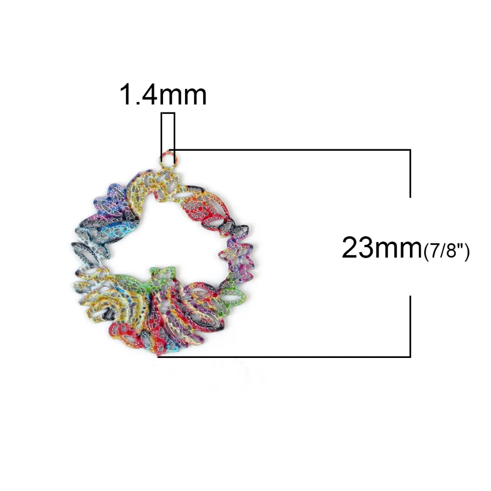 DoreenBeads полые круглые подвески из железного сплава Разноцветные Подвески в