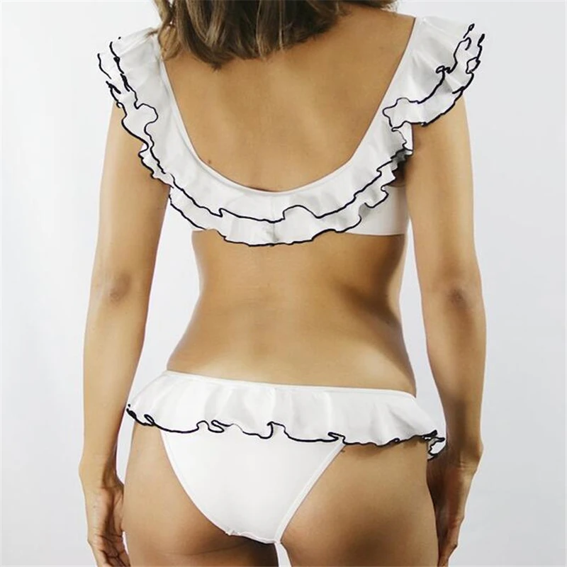 Купальники женское бикини 2019 купальник сплошной с открытой спиной рюшами