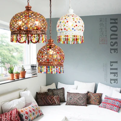 Богемные красочные хрустальные светодиодные люстры освещение для столовой