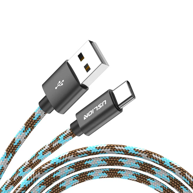 USLION Тип usb C кабель для huawei P20 samsung S9 USB C кабель для быстрой зарядки и передачи данных для Xiaomi Mi8 F1 Oneplus 6 NEX 5 T Тип-c Зарядное устройство - Цвет: Blue