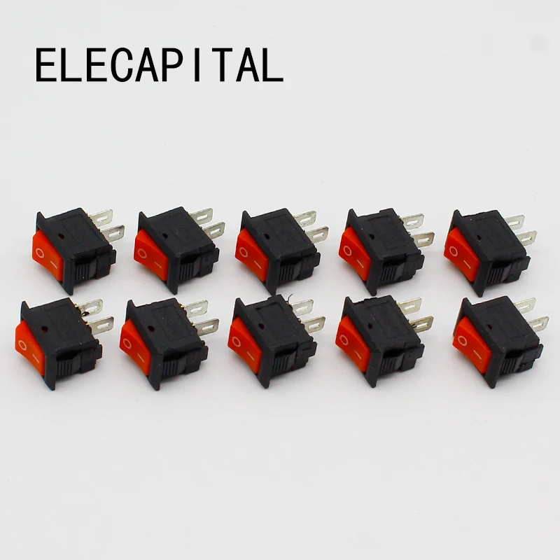 10 шт./лот красный 10*15 мм SPST 2PIN вкл/выкл G125 кулисный переключатель лодки 3а/250В