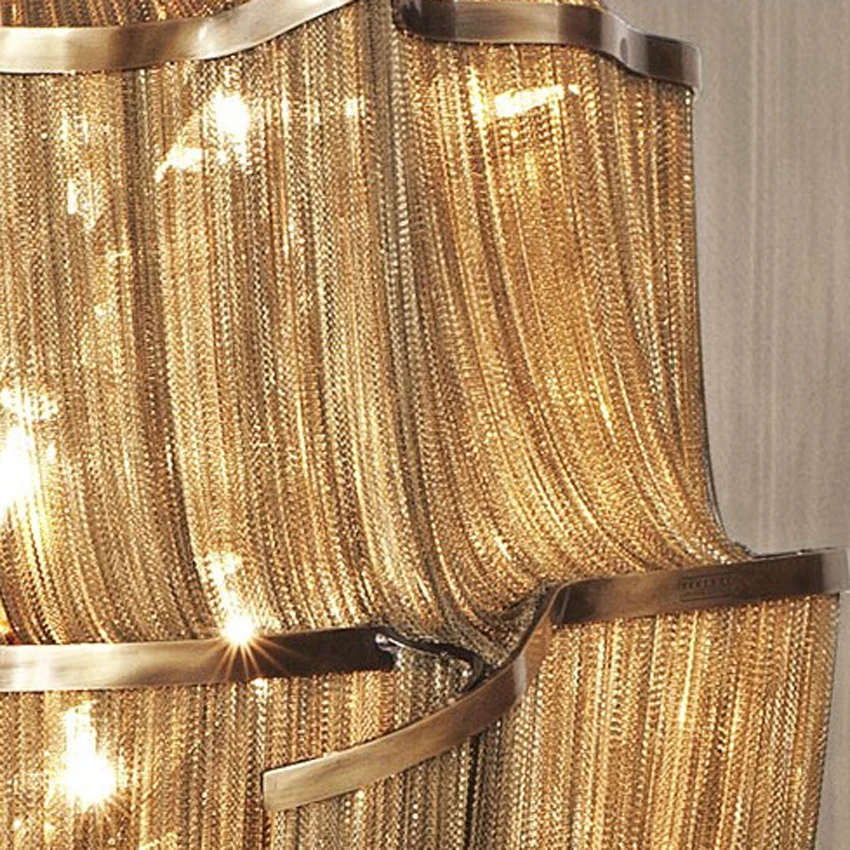 Современная алюминиевая цепочка с кисточками люстра осветительное