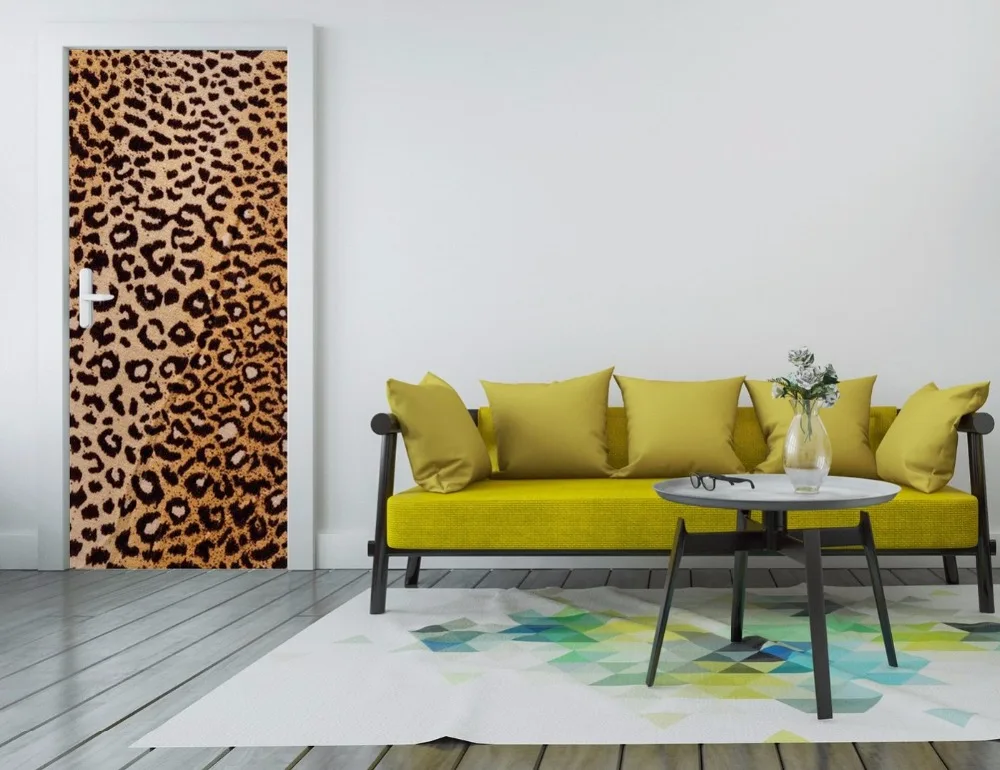 3D современный Леопардовый фон Искусство дверь Настенные обои фотообои настенная