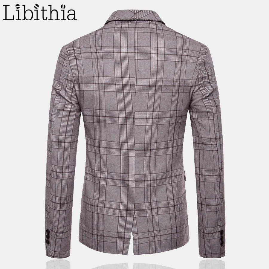 Мужские повседневные двубортные блейзеры в клетку Осеннее Роскошное