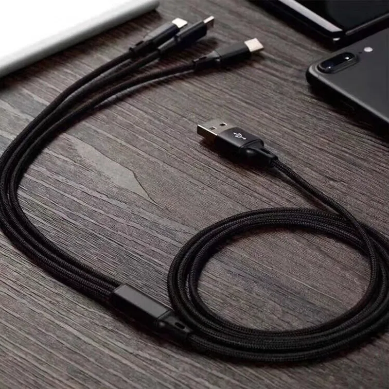 Кабель QUWIND 3 в 1 с Micro USB Type C и 8Pin для синхронизации данных зарядки кабель 2 м iPhone 6 7 8 X